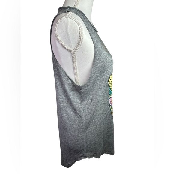 Chaser Gray Sleeveless Top with Colorful Peace Sign Size L - Picture 5 of 12